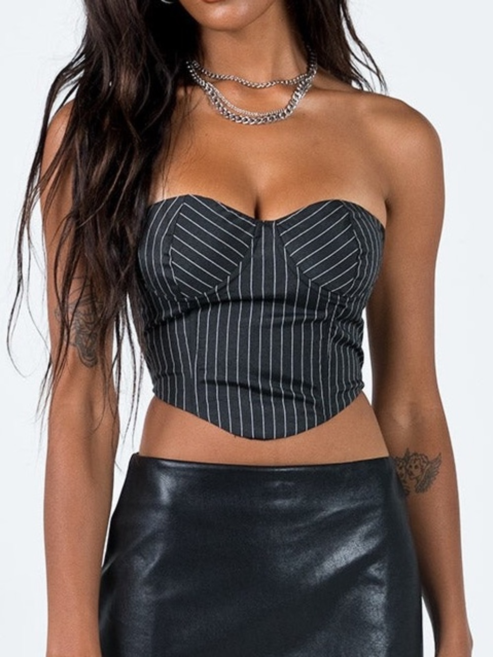 Striped Strapless Black Bustier Top Princess Polly size 10